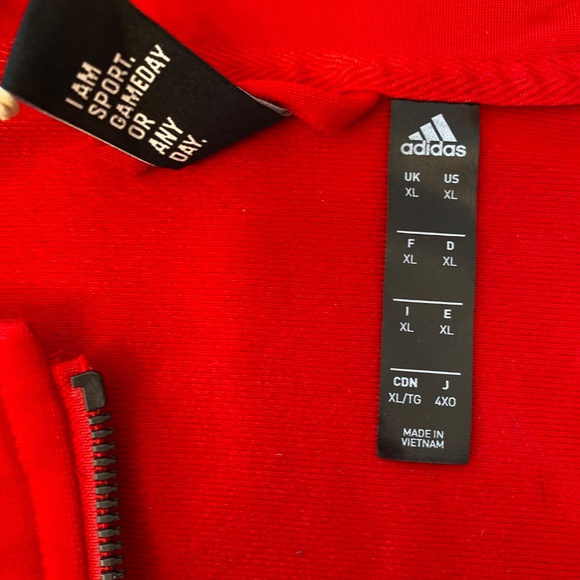 Mens Red Adidas Track Jacket - New with Tag – Full Zip, Classic Athletic Style - Picture 4 of 11